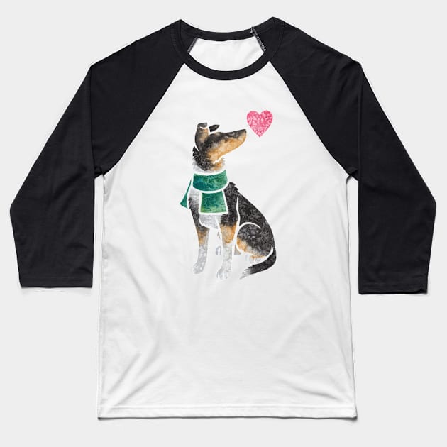 Watercolour Smooth Collie (tri) Baseball T-Shirt by animalartbyjess